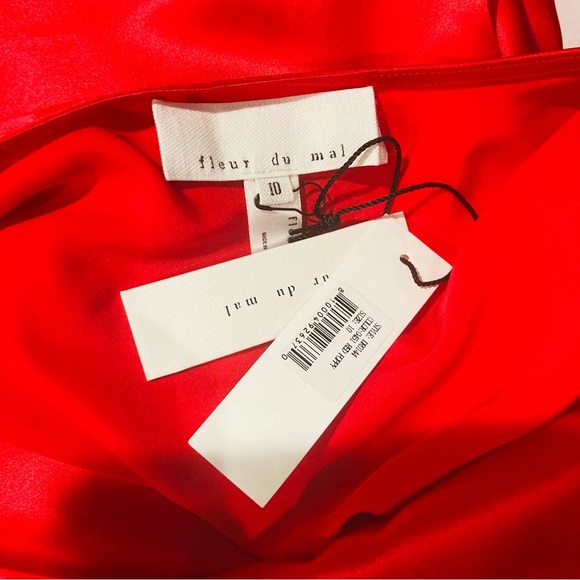 Fleur du mal red poppy colored silk handkerchief hem dress NWT. Size 10 - Picture 9 of 10